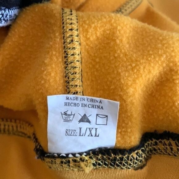 Yellow & Black Tracksuit Set With Hoodie & Striped Design L/XL - Picture 2 of 14